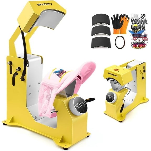 Adnoom 3-in-1 Hat Heat Press Machine, Automatic Release and Press Cap Heat Press with 3 Interchangeable Platens,One-touch Control,Sublimation Heat Transfer Printing for Caps