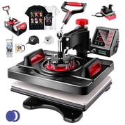 Adnoom 5 in 1 Heat Press Machine 15x12 with LCD Control Panel, Full 360 Swing Away Heat Press Machine with Multi-Spring Pressure Knob, Sublimation Vinyl Digital Heat Press for Tshirt Cap Mug