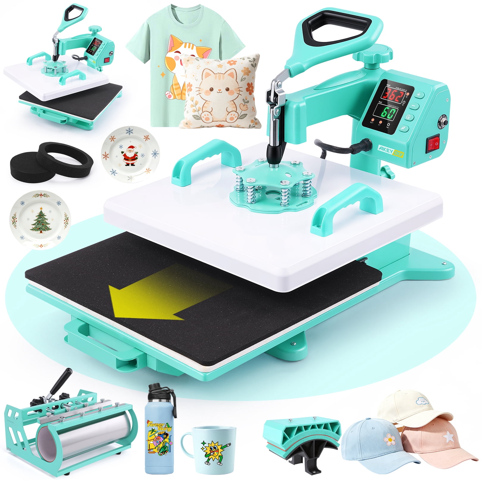 Adnoom 5 In 1 Heat Press Combo Slide Out Sublimation Printer 15x15 360 Swivel Away Heat Transfer Machine For T Shirt Tumbler Mug Hat Plate Green: Buying Advice That Holds Up