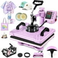 thumbnail image 1 of Adnoom 5 in 1 Heat Press Machine Combo,360°Swing Away Sublimation Heat Transfer 15"x12", Digital shirt Press Machine for Hat Cap Mug Plate,Pink Purple, 1 of 8