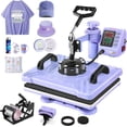 thumbnail image 1 of Adnoom 5 in 1 Heat Press Machine Combo,360°Swing Away Sublimation Heat Transfer 15"x12", Digital shirt Press Machine for Hat Cap Mug Plate,Purple, 1 of 10