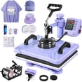 thumbnail image 1 of Adnoom 5 in 1 Heat Press Machine Combo,360°Swing Away Sublimation Heat Transfer 15"x12", Digital shirt Press Machine for Hat Cap Mug Plate,Purple, 1 of 10