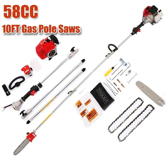 Adnoom 58cc Gas Pole Saws Chainsaw for Tree Trimming, 2 Cycle Gas Pole Saw Extendable Tree Trimmer Pole Saw Gas Powered Gas Extension Pole Saw for Branch Cutting (10FT Can Reach)
