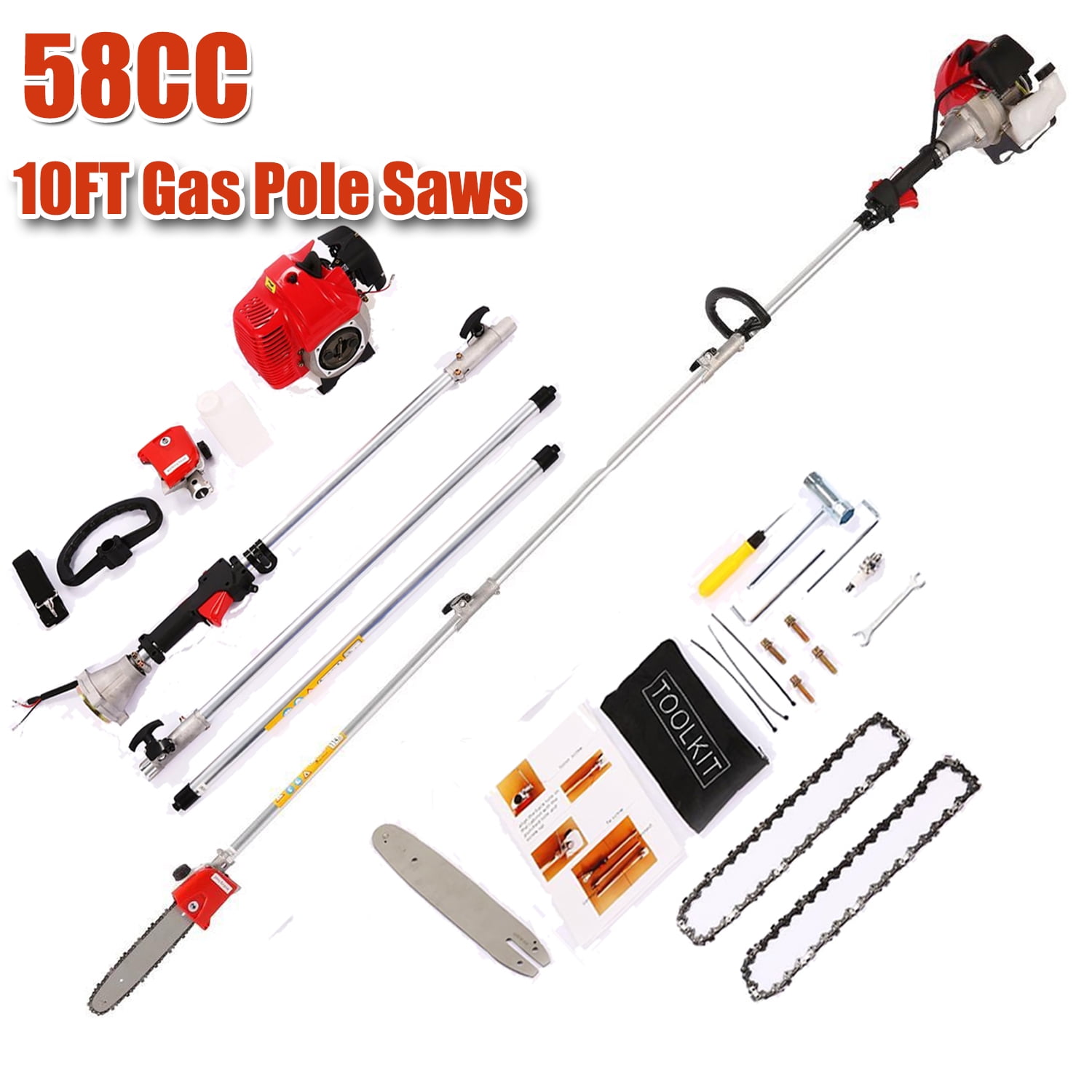 Pole Saw 8-Inch Cordless Pole Saws for Tree Trimming, 15-Feet MAX Reach  Electric Pole Saw, 16ft/s Cutting Speed Auto Oiling Multi-Angle Pole  Chainsaw