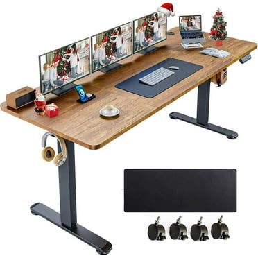 Adnoom 71″X28″ Electric Standing Desk Adjustable Height, Electric Stand Up Desk w/Rolling Wheels, Mouse Pad, Sit Stand Desk Computer Desk for Home Office