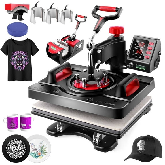 Adnoom 8 in 1 Heat Press Machine 15"x12" with LCD Control Panel, Full 360°Swing Away Heat Press Machine with Multi-Spring Pressure Knob, Sublimation Vinyl Digital Heat Press for Tshirt,Cap,Mug