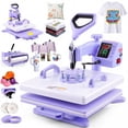 thumbnail image 1 of Adnoom 8 in 1 Heat Press, 15x15 Heat Press Machine, Slide Out Sublimation Heat Transfer with LED Display for T-shirt Mug Hat Plate Cap, Purple, 1 of 8