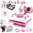 thumbnail image 1 of Adnoom 8 in 1 Heat Press Machine Combo,360°Swing Away Sublimation Heat Transfer 15"x12", Digital shirt Press Machine for Hat Cap Mug Plate,Pink, 1 of 8