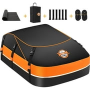 Adnoom 900D Car Roof Bag 20 Cubic Rooftop Cargo Carrier Bag 100% Waterproof Durble Zipper Cargo Bag for All Top of Vehicle with 6 Hooks,2 Long Straps,Anti-Slip Mat,Storage Bag