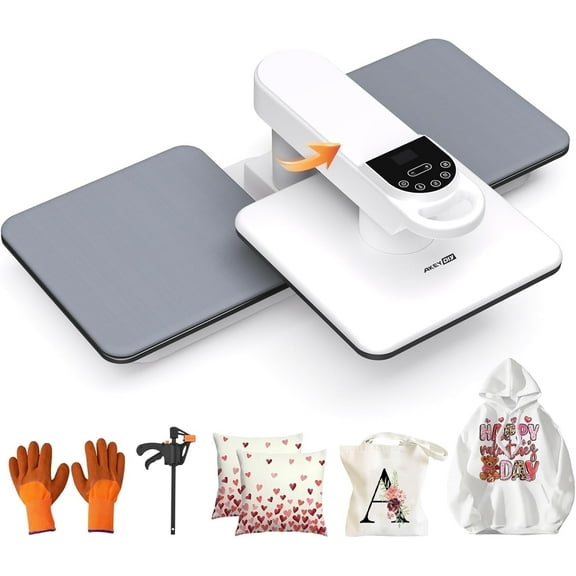 Adnoom Auto Heat Press Machine with Swivel Design, Dual Heat Press 15x15 with Auto Release & off, Higher Heating Height, Sublimation Shirt Press for T-Shirt, White