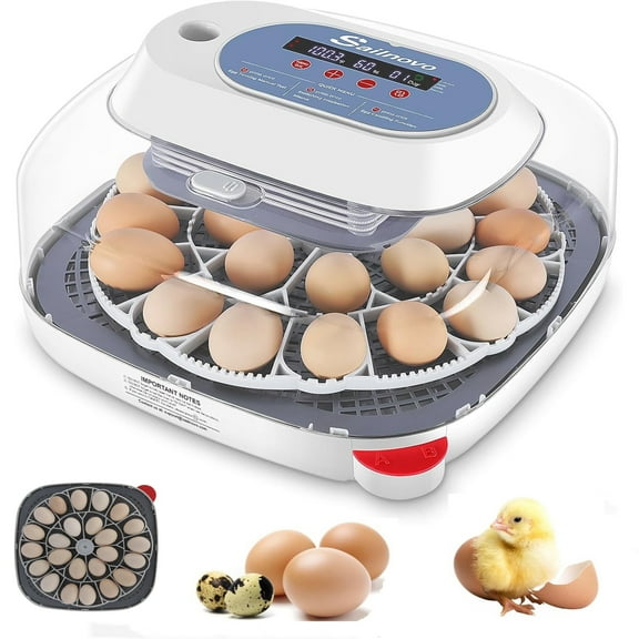 Adnoom Automatic 24 Chicken Egg Incubator with LED Display, Egg Candler, Automatic Egg Turner, Temperature Control Digital Incubator for Hatching Chickens