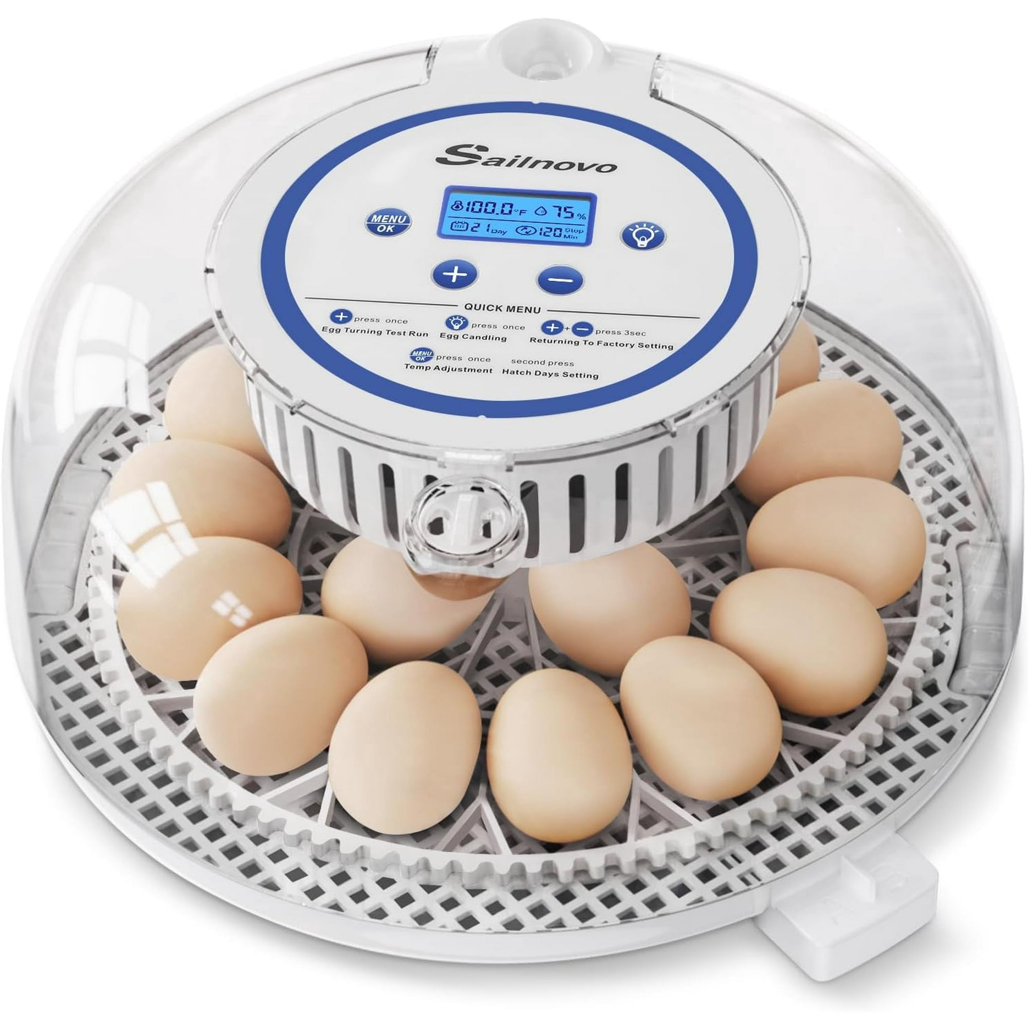 Adnoom 18 Egg Incubator for Chicken,Incubators for Hatching Eggs with Automatic Egg Turning and Humidity Control, Egg Candler, 360° View Window for Farm Hatching