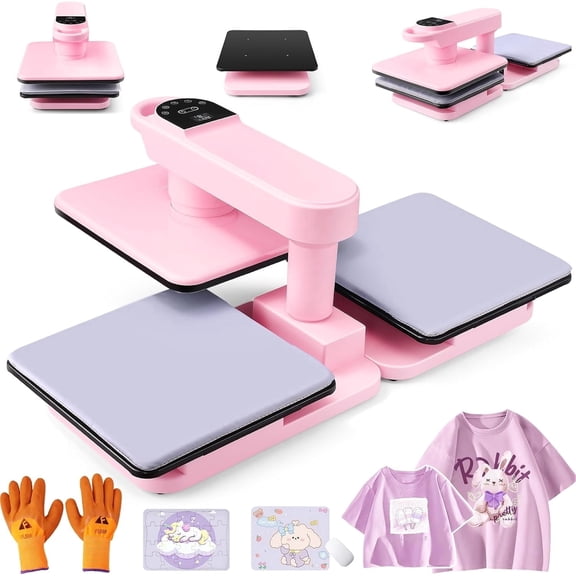 Adnoom Auto Heat Press 15x15, 1350W Swivel Dual Heat Press Machine, Higher Heating Height & 7-level Adjustable Pressure, Professional Heat Press for Sublimation T-shirt Hoodie