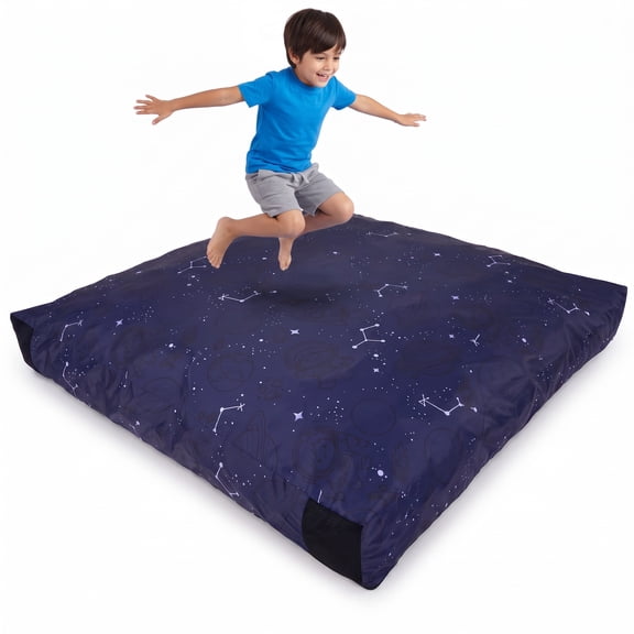 Adnoom Crash Pad for Kids Sensory, 59" x 59" Soft Foam Landing Mat with Washable Cover, Sensory Pads with Non-Slip Bottom, Gymnastics, Jumping, Play & Relaxation