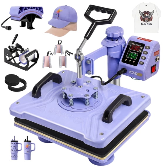Adnoom Heat Press Machine 12x15 8 in 1 Combo, 900W Digital Heat Press 360° Swing Away, Sublimation Heat Transfer Machine for Tshirt Plate Cap Mug,Purple