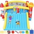thumbnail image 1 of Bounce House for Big Kids, Large Space Rocket Bouncy Bounce with Big Slide & Obstacle Poles, Inflatable Jumping Castle Indoor/Outdoor with 550W Blower for Party, Backyard, 1 of 7