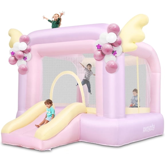Adnoom Inflatable Bounce House Commercial Kids Bouncy Castle for 2~8 Years, Jump House with Inflatable Slide, Great Birthday Gift for Babies, Toddlers, kids(without blower)