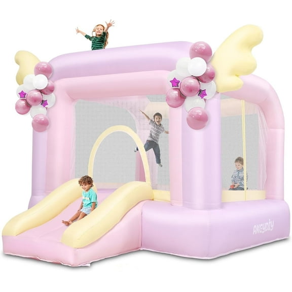 Adnoom Inflatable Bounce House Commercial Kids Bouncy Castle for 2~8 Years, Jump House with Inflatable Slide, Great Birthday Gift for Babies, Toddlers, kids(without blower)