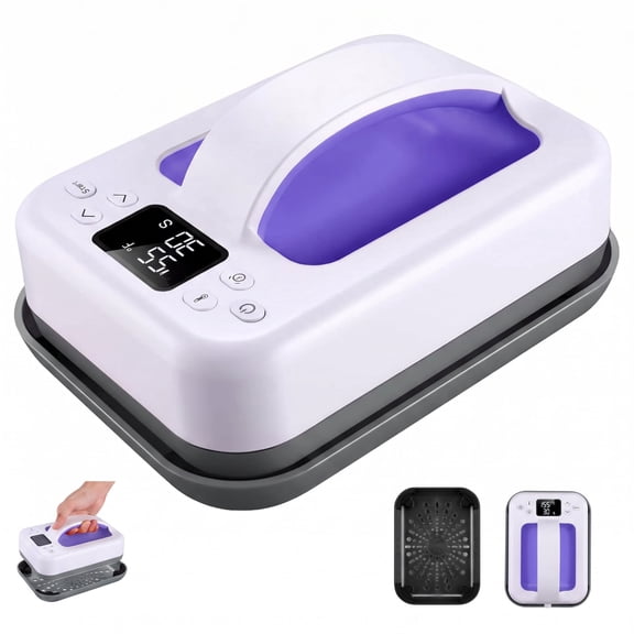 Adnoom 7"X 5" Mini Heat Press, Smart Heat Press Machine with Digital Control, Portable Easy Press for T-shirt Pillow Bag, Double-tube Heating System, Violet