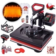 Adnoom 8 in 1 Heat Press 12x15, 360  Swing Away Heat Press Machine, Digital Shirt Press Machine for Mug Hat Plate Cap, Black