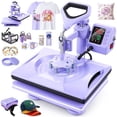 thumbnail image 1 of Adnoom 8 in 1 Heat Press 12x15, 360° Swing Away Heat Press Machine, Digital Shirt Press Machine for Mug Hat Plate Cap, Purple, 1 of 9