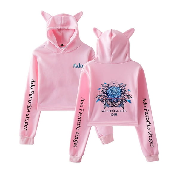 Ado Cat Ear Fashion Street Trendy Hoodie Women's Short Sportswear