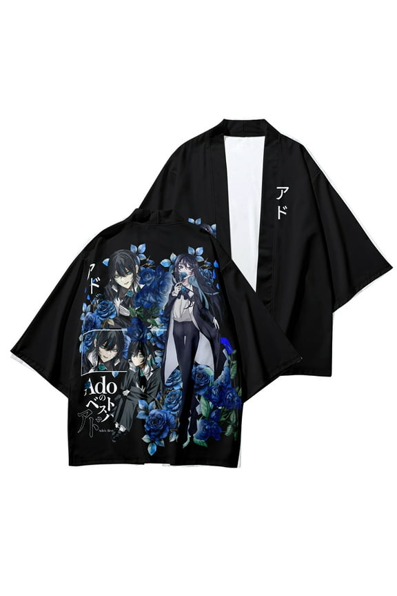 Ado Women's Men's Kimono Robe Jacket Front Japanese Shirt Bathrobe Lightweight Jacket
