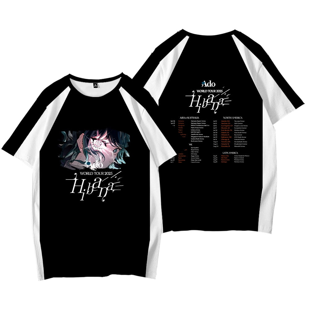 ADO Hibana World Tour 2025 T-Shirt Uomo E Donna, Girocollo Manica Corta, Moda Casual In Poliestere, Design Retrò. Scegli La Tua Taglia! (Consigliato Ordinare Una Taglia In Più) - 2