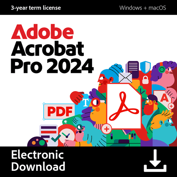 Adobe Acrobat Pro 2024 for PC/Mac PDF Software, 3-Year Term License ...