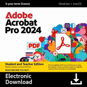 Adobe Pro 2024 Student & Teacher Edition PC/Mac, 3-Year Term License [Digital Download]