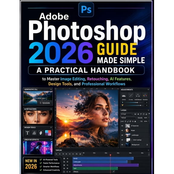 Adobe Photoshop 2026 Guide Made Simple: A Practical Handbook to Master Image Editing, Retouching, AI Features, Design To, (Paperback)