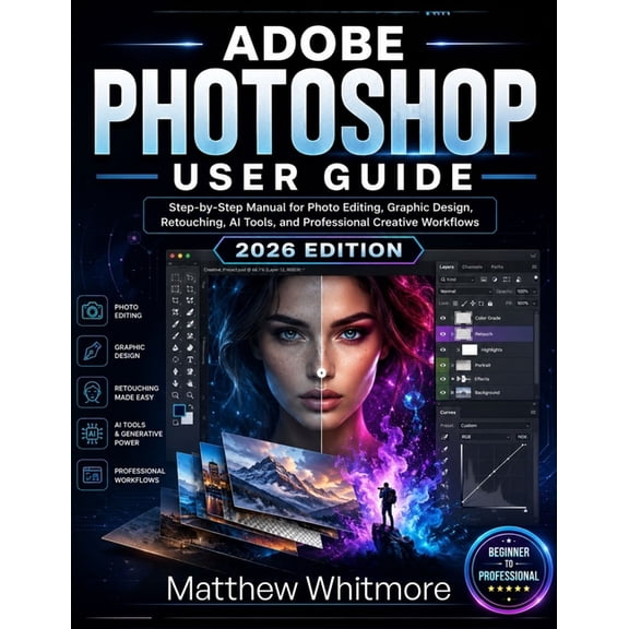 Adobe Photoshop User Guide: Step-by-Step Manual for Photo Editing, Graphic Design, Retouching, AI Tools, and Professiona, (Paperback)