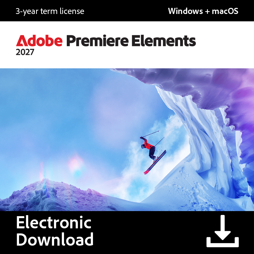 Adobe Premiere Elements 2027, for PC/Mac, Video Editing, 3-year term license (Digital Download)