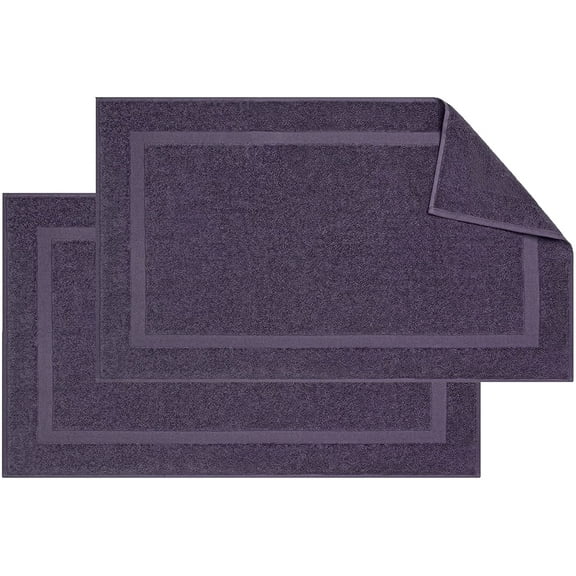 Adobella 2 Premium Turkish Bath Mats, 100% Combed Turkish Cotton, 800 GSM, 20 x 33 inch, Purple