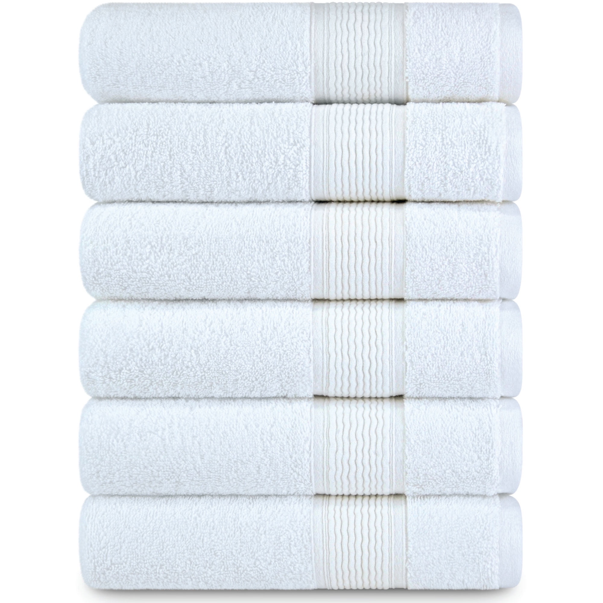Adobella 6 Premium Turkish Bath Collection Hand Towels, 100% Combed Turkish Cotton, 600 GSM, 16 x 28 inch, White (Set of 6)