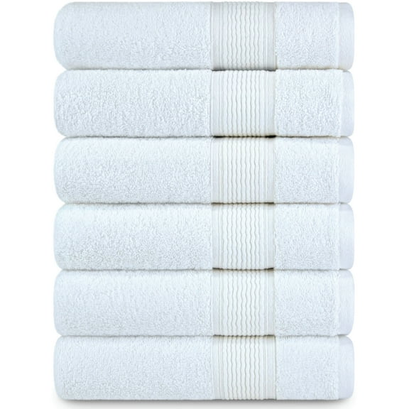 Adobella 6 Premium Turkish Bath Collection Hand Towels, 100% Combed Turkish Cotton, 600 GSM, 16 x 28 inch, White (Set of 6)