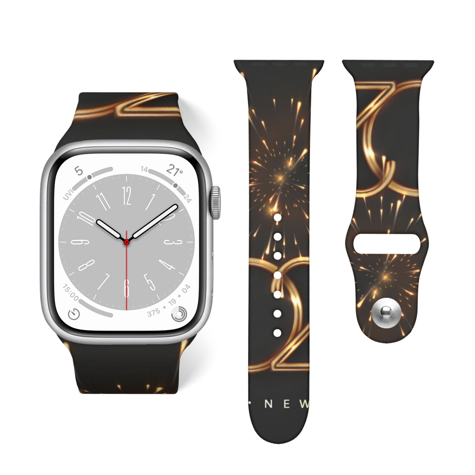 Adobk 2025 Golden On New Year Sport Silicone Band Compatible with Apple