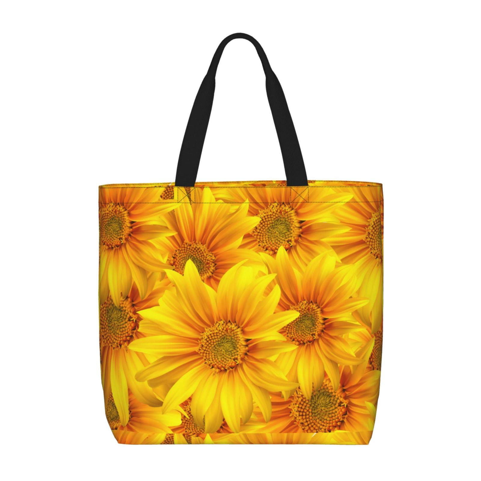 Adobk 3D Sunflowers Print Tote Bags Shoulder Bag Beach Bag with Zipper ...