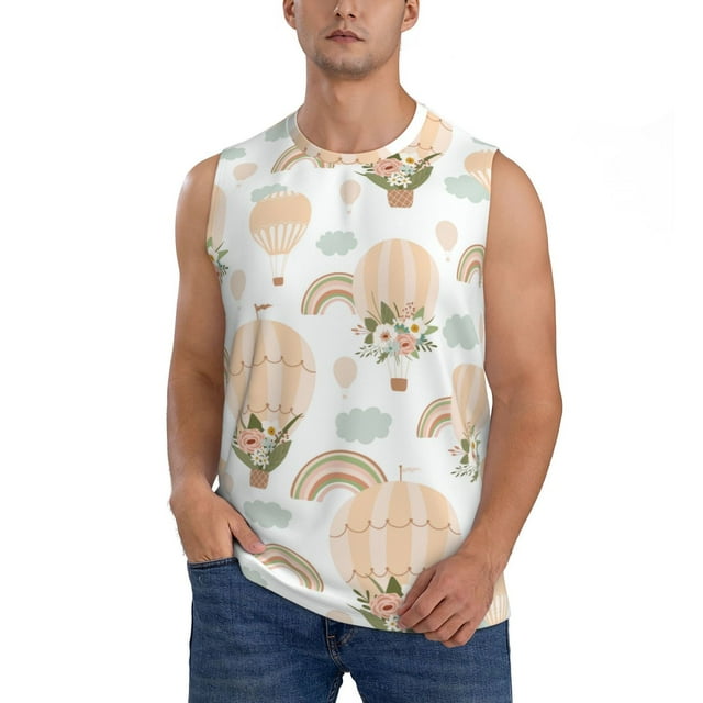 Adobk Air Balloon And Flower Men'S Tank Top Muscle Workout Gym Shirts ...