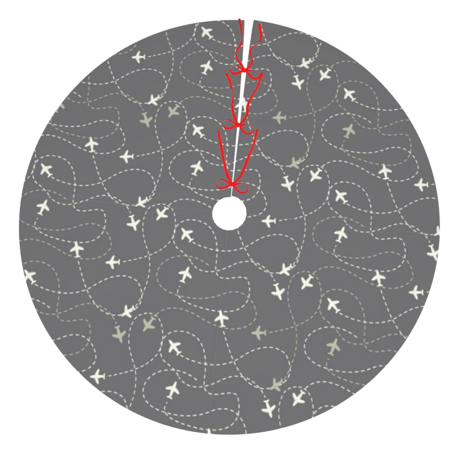 Adobk Airplane Routes Around The World Print Christmas Tree Skirt