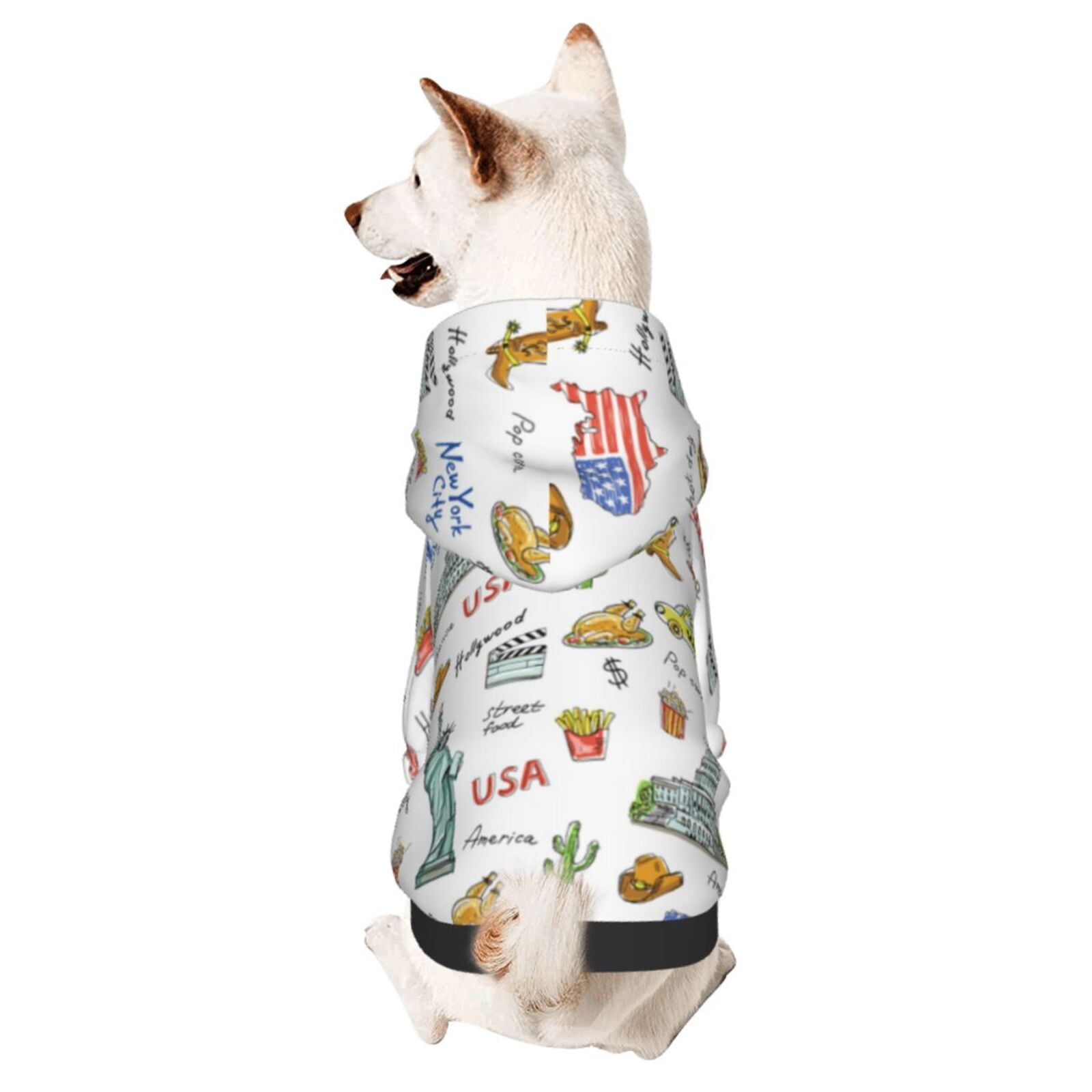 Adobk America Landmarks Print Dog Hoodie Dog Sweater Stylish Dog