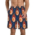thumbnail image 1 of Adobk American Football and Fire Flames Print Men's Swim Trunks Hawaiian Bathing Suit Swimsuits Beach Shorts with Pockets-Medium, 1 of 6