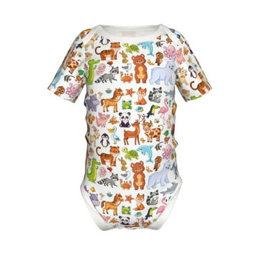 Adobk Animal Cartoon Style Print Baby Climbing Clothes,Jumpsuit Rompers Classic Rompers Child Short sleeve Bodysuits-18 Months