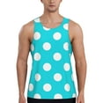Adobk Aqua And White Polka Dot Print Men's Workout Tank Tops Sleeveless