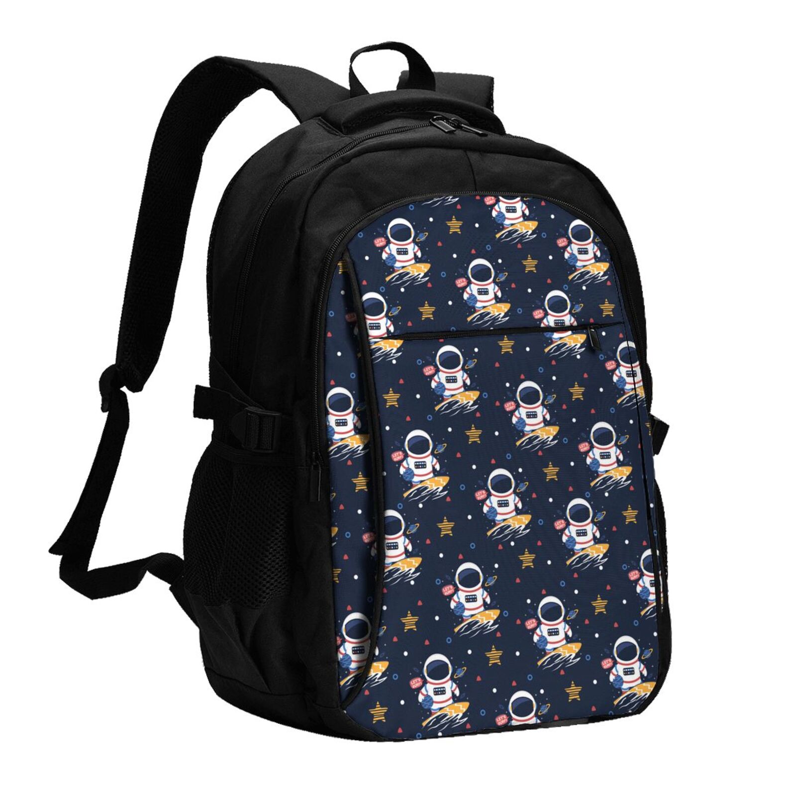 Adobk Astronaut Surfing Print Travel Laptop Backpack, Anti Theft Slim