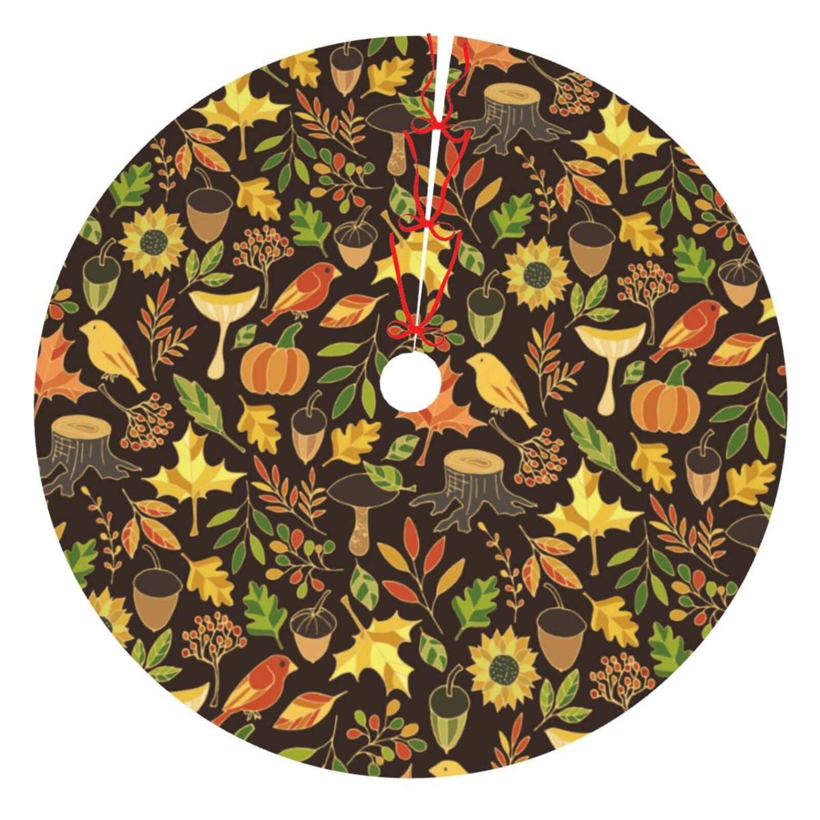 Adobk Autumn Plants Maple Tree Vintage Print Christmas Tree Skirt