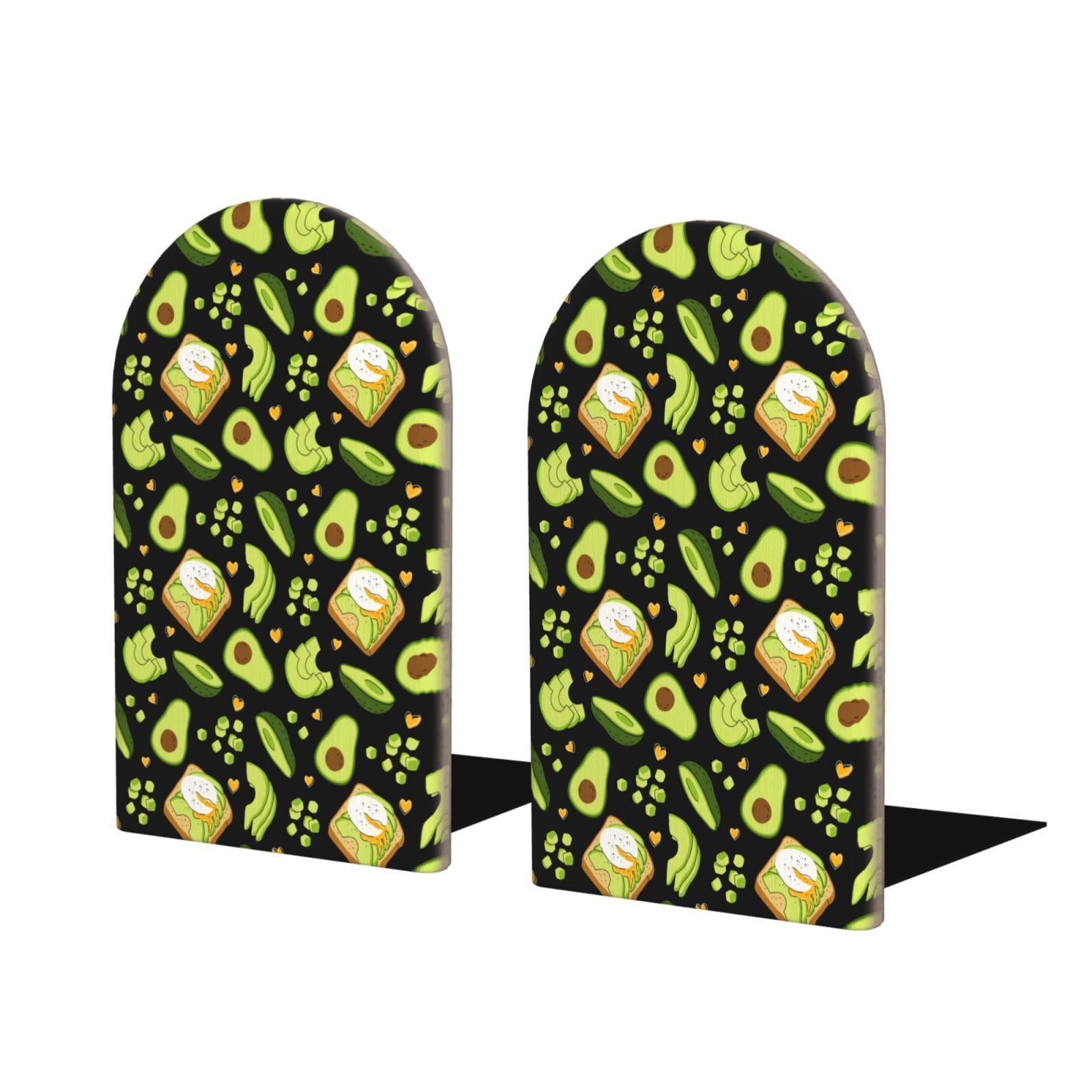 Adobk Avocado Toast Print Wood,Non-Skid Bookend for Shelves,Bookends ...