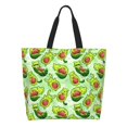 Adobk Avocado color cute animals Print Stylish Canvas Tote Bag with an