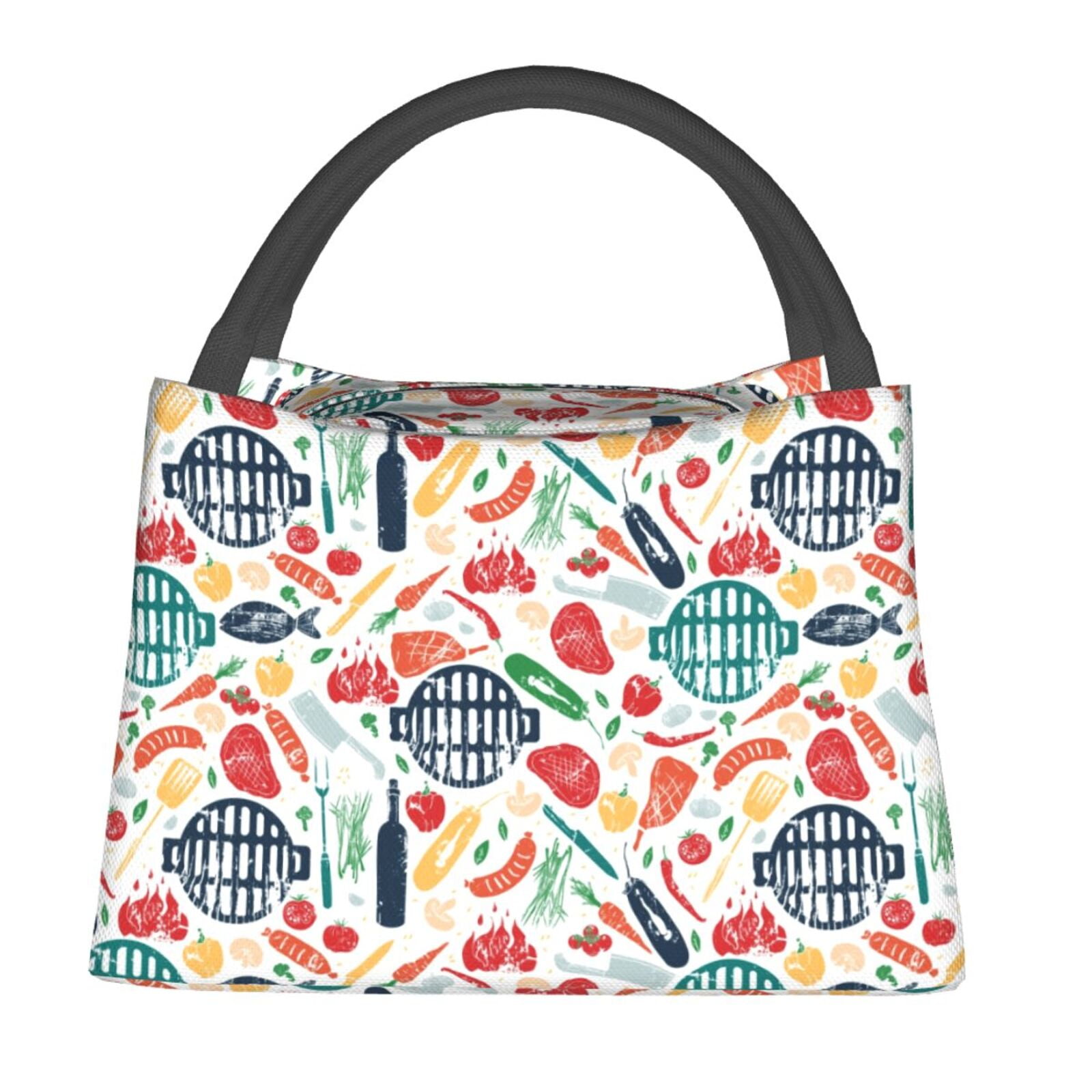 Adobk Barbecue Print Portable Insulated Lunch Container set, Bento Box