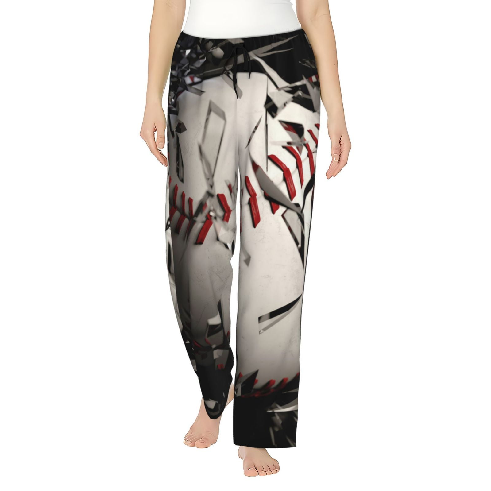 Adobk Baseball Breaking Glass Print Women Comfy Casual Pajama Pants